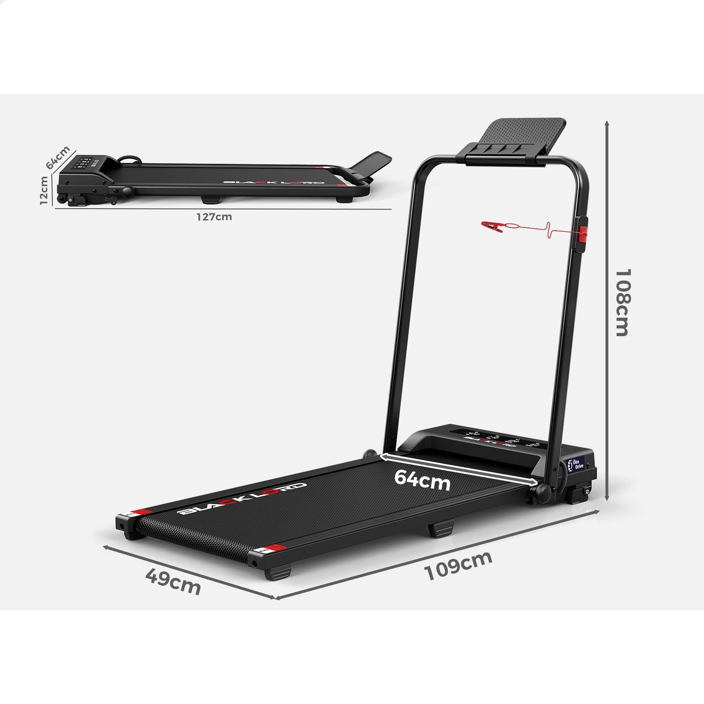BLACK LORD Treadmill Electric Walking Pad Foldable Under Desk Home Gym Black