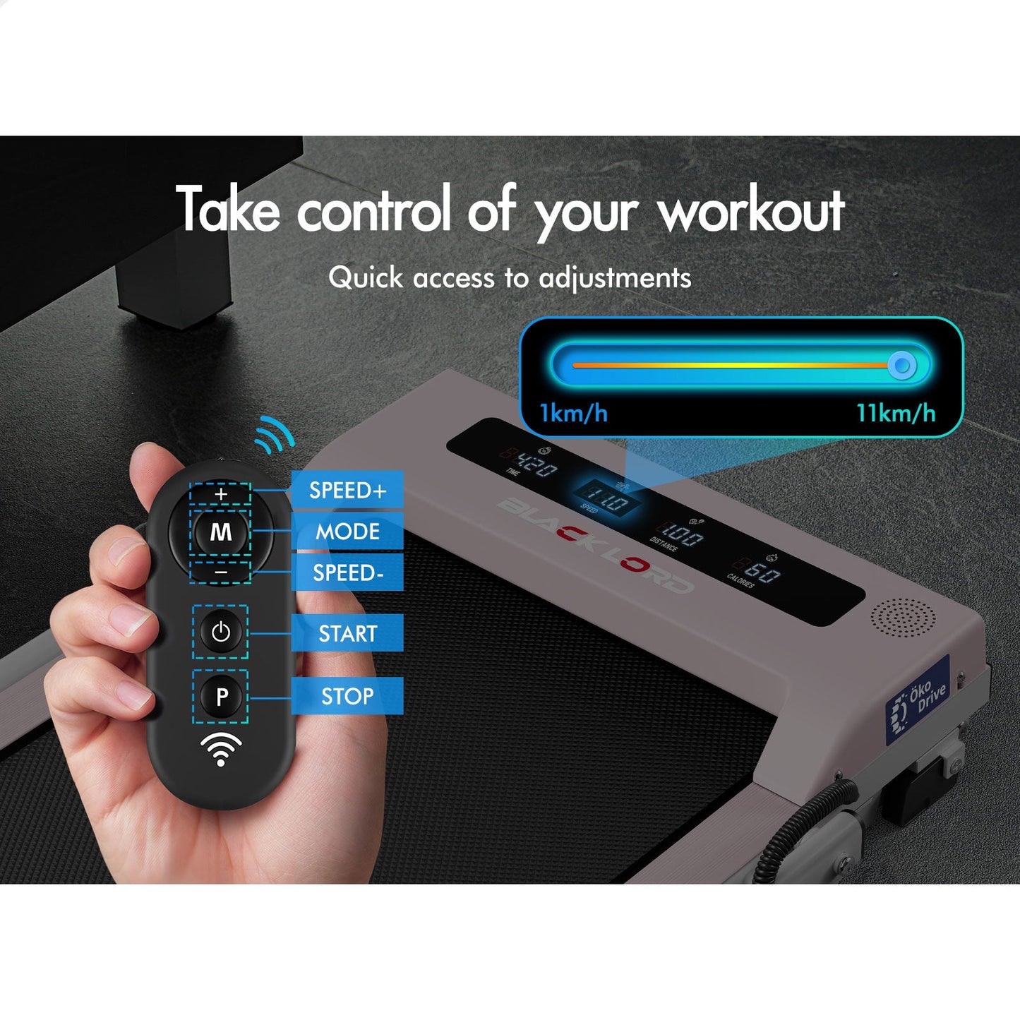 BLACK LORD Treadmill Electric Walking Pad Foldable Under Desk Home Gym Pink