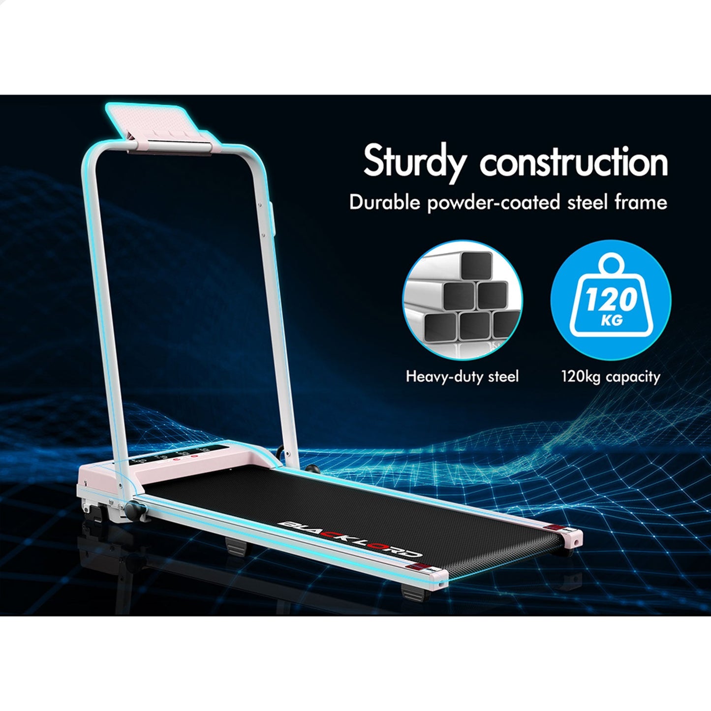 BLACK LORD Treadmill Electric Walking Pad Foldable Under Desk Home Gym Pink
