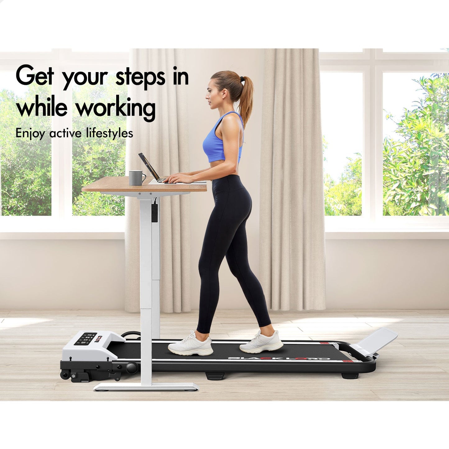 BLACK LORD Treadmill Electric Walking Pad Foldable Under Desk Home Gym White
