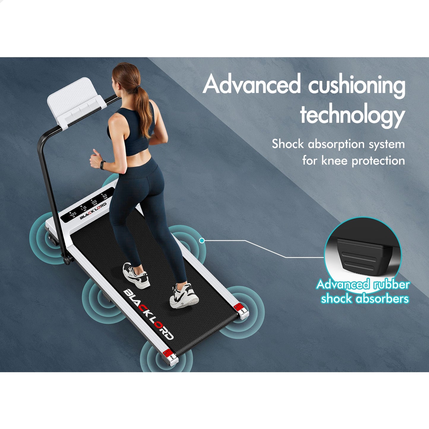 BLACK LORD Treadmill Electric Walking Pad Foldable Under Desk Home Gym White
