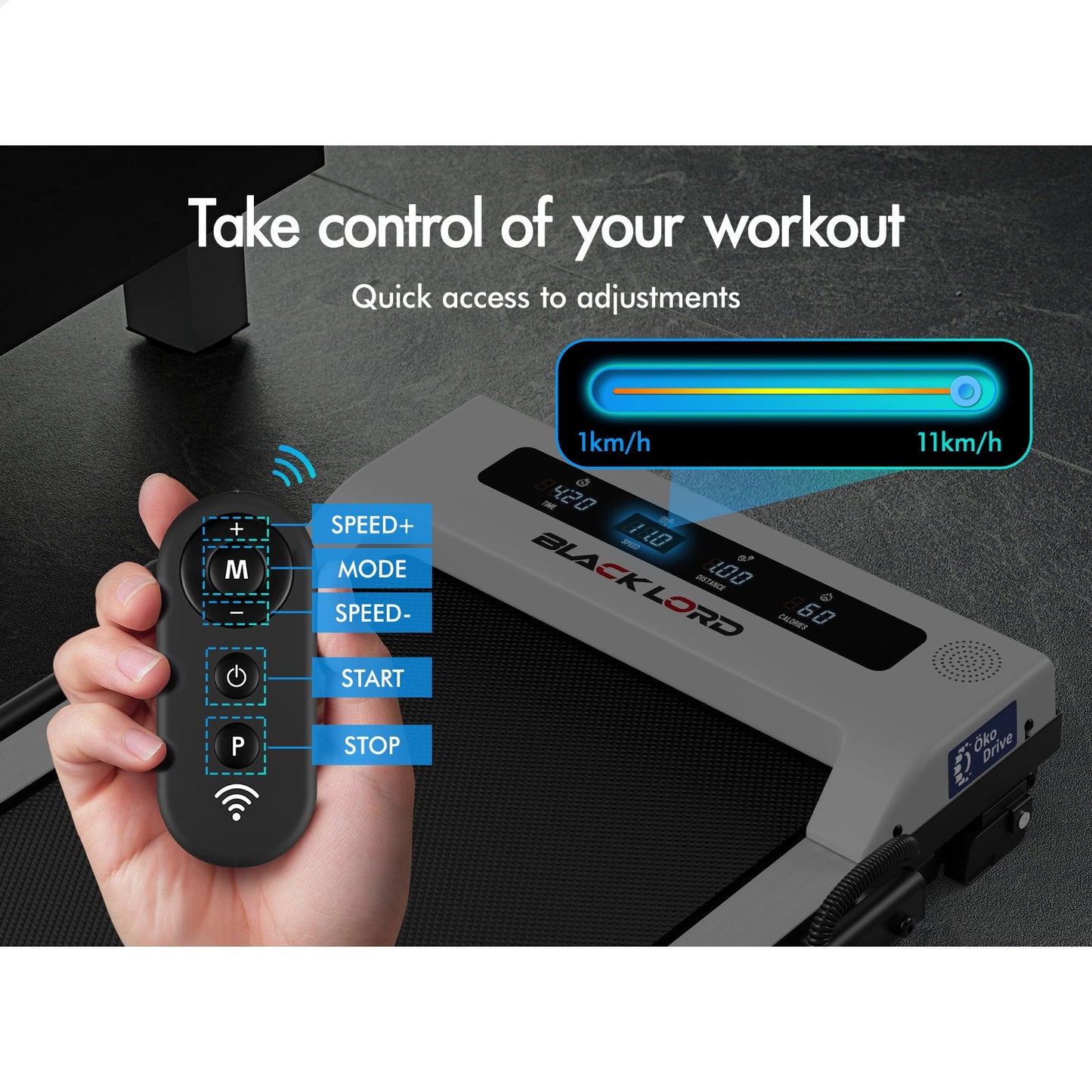 BLACK LORD Treadmill Electric Walking Pad Foldable Under Desk Home Gym White