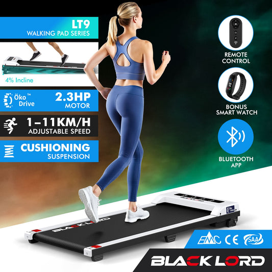 BLACK LORD Treadmill Electric Walking Pad Under Desk Home Office Fitness White