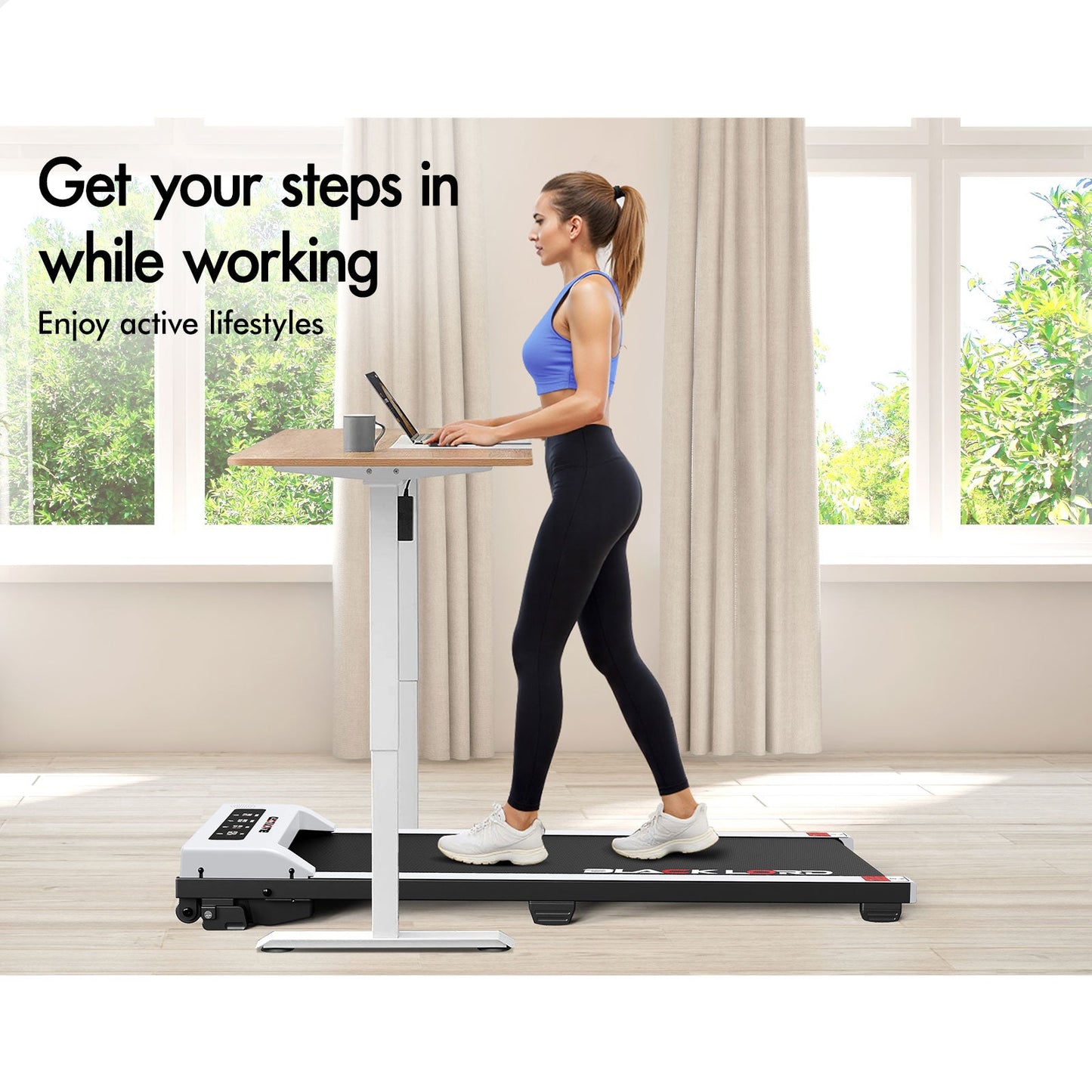 BLACK LORD Treadmill Electric Walking Pad Under Desk Home Office Fitness White