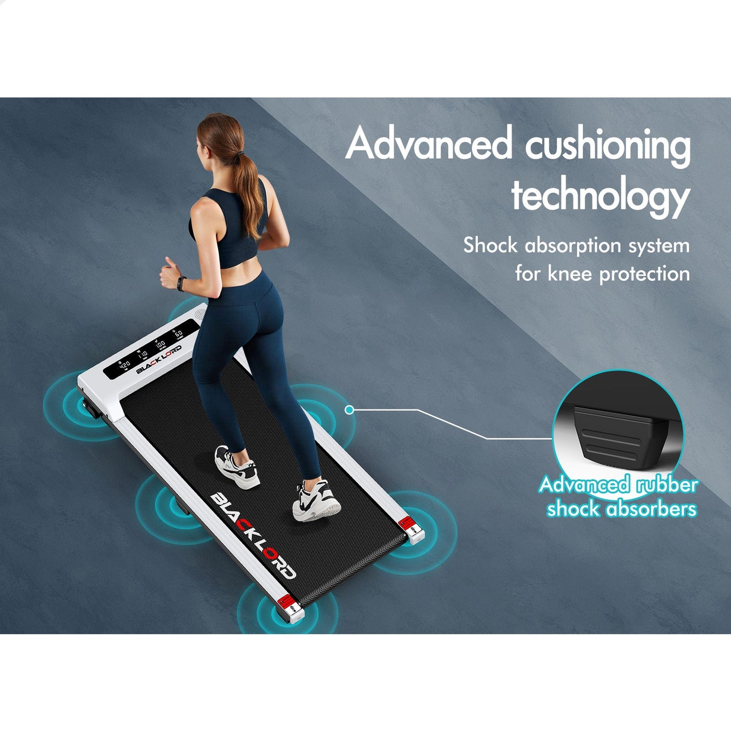 BLACK LORD Treadmill Electric Walking Pad Under Desk Home Office Fitness White
