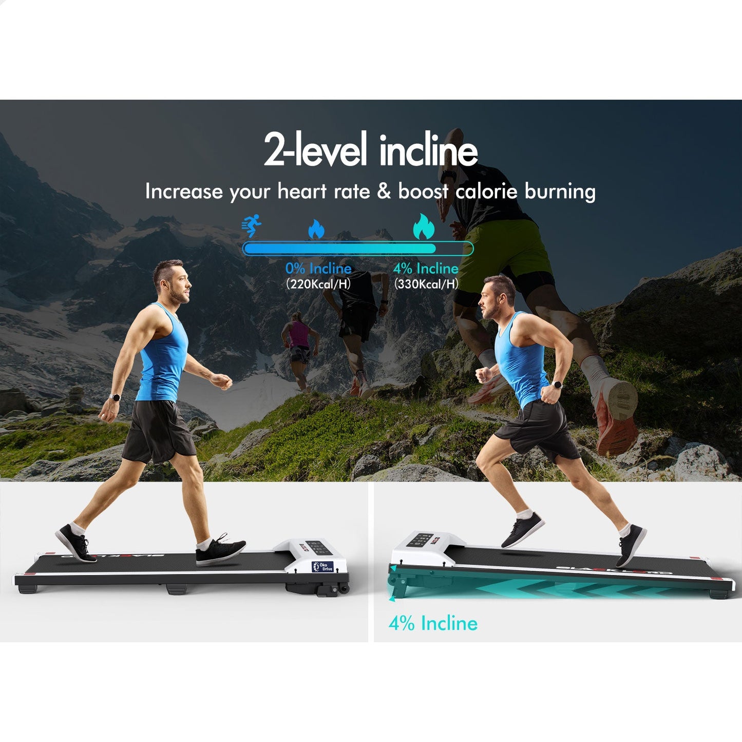 BLACK LORD Treadmill Electric Walking Pad Under Desk Home Office Fitness White