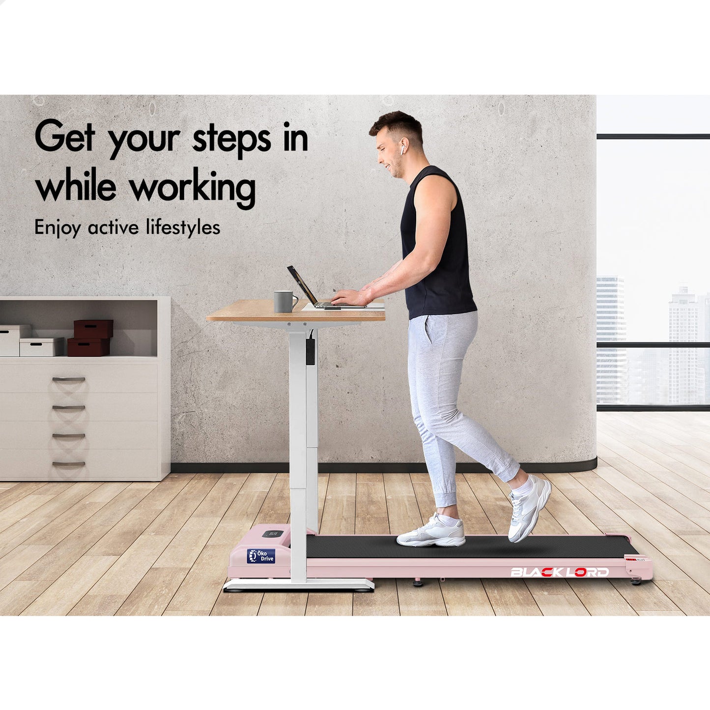 BLACK LORD Treadmill Electric Walking Pad Home Office Gym Fitness Remote Control