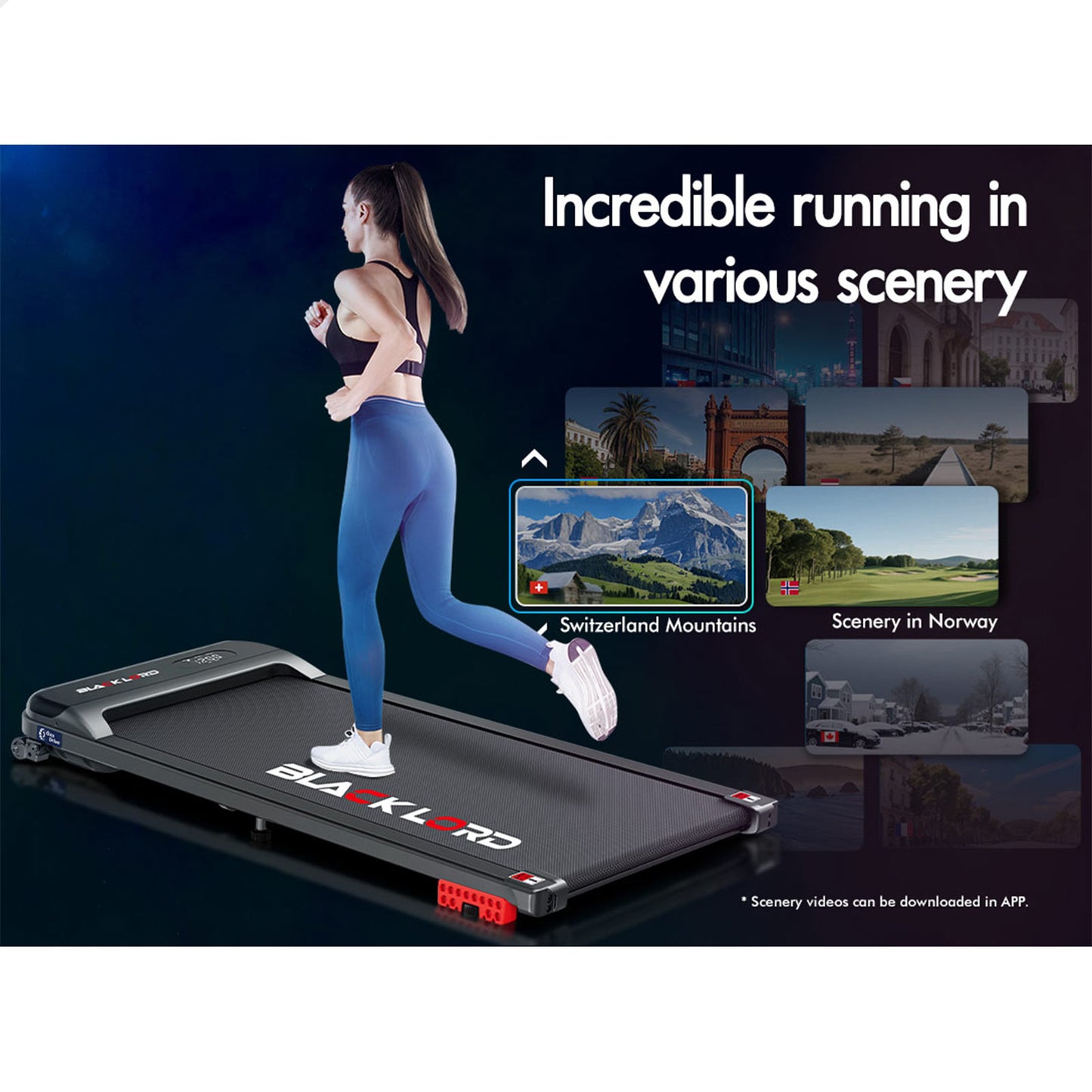 BLACK LORD Walking Pad Incline Treadmill