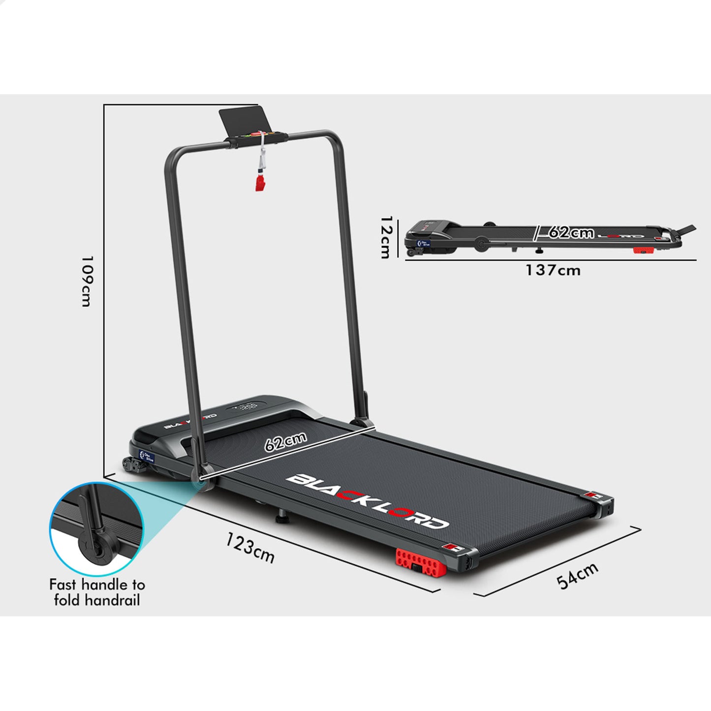 BLACK LORD Treadmill Electric Walking Pad Home Office Gym Fitness Incline MS2 Pink