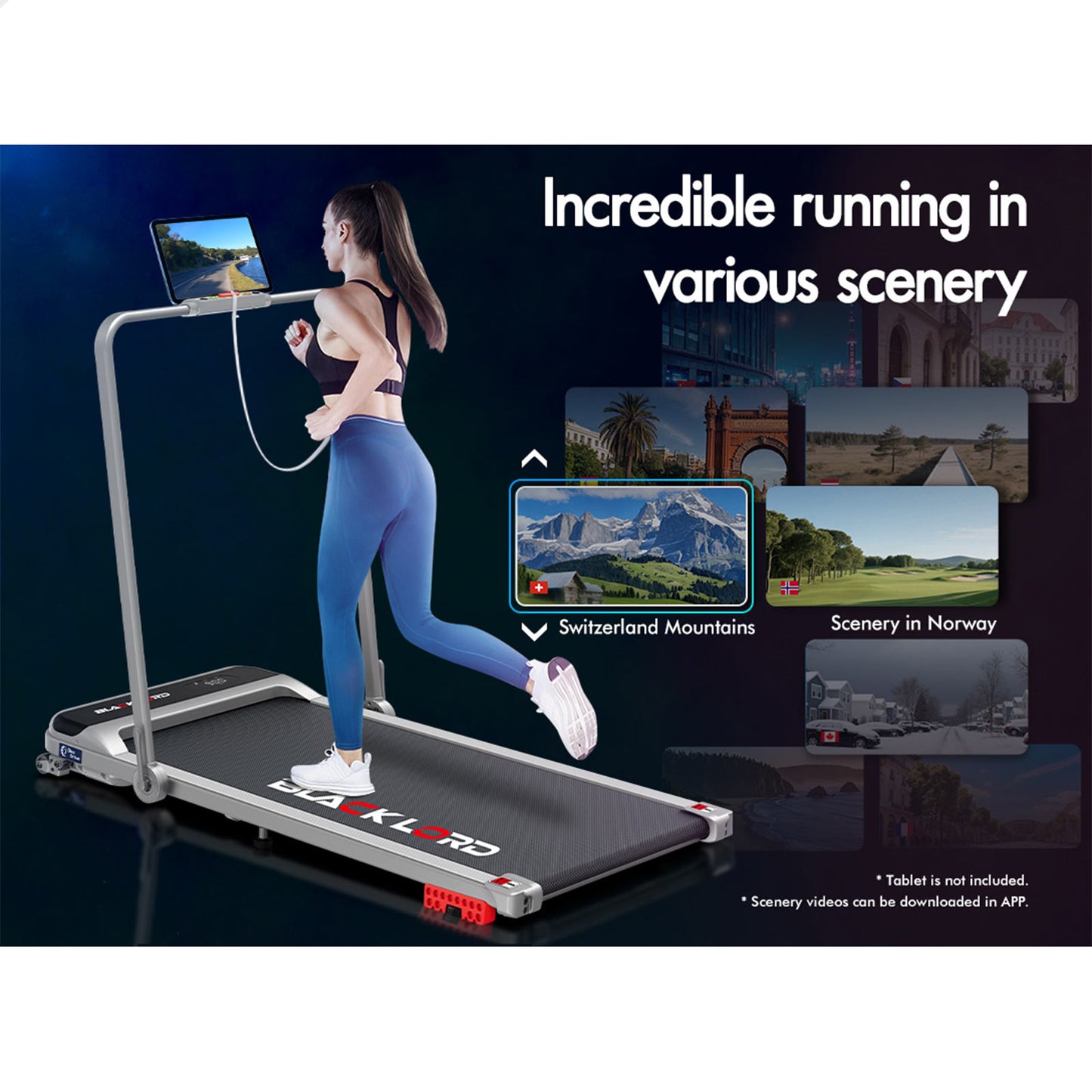 BLACK LORD Walking Pad Treadmill Incline Foldable