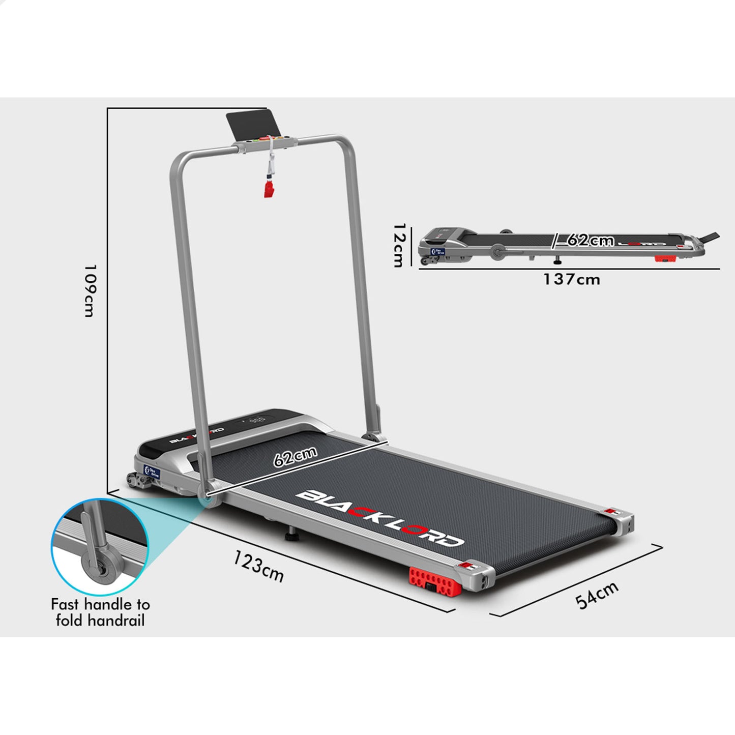 BLACK LORD Walking Pad Treadmill Incline Foldable