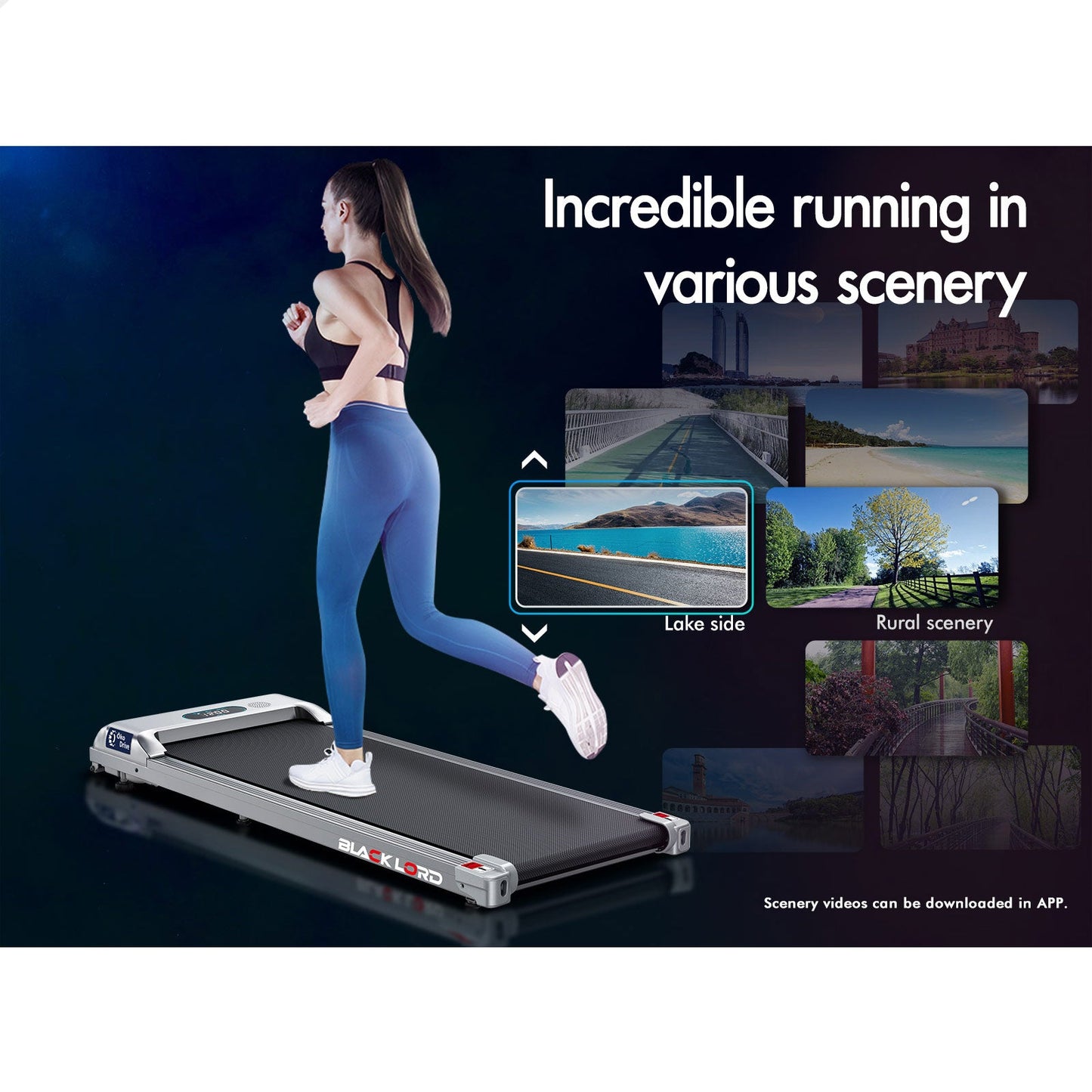 BLACK LORD Treadmill Electric Walking Pad Home Office Gym Fitness Remote Control