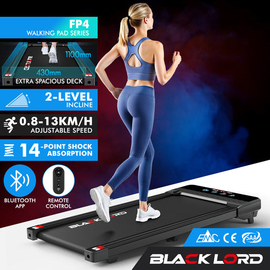 BLACK LORD Treadmill Electric Walking Pad Under Desk Home Gym Incline 430mm Belt