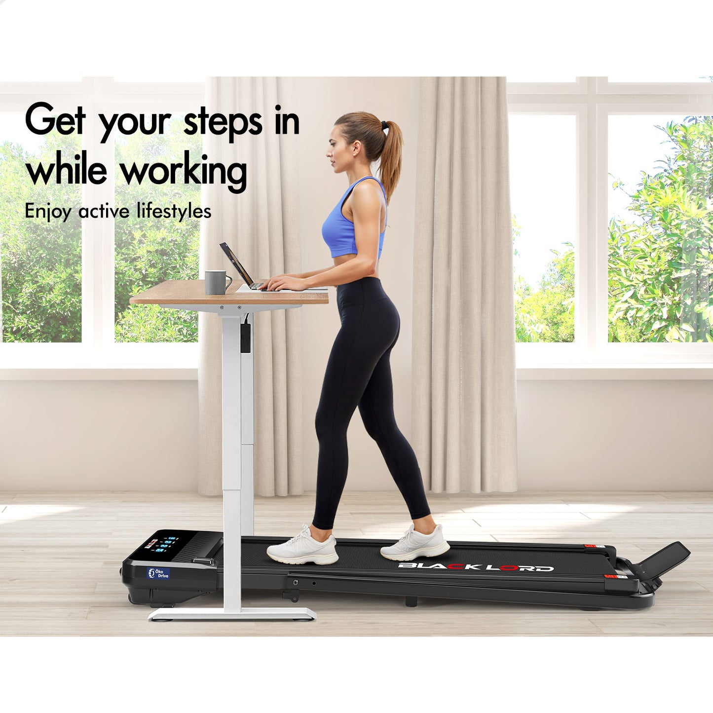 BLACK LORD Treadmill Electric Walking Pad Under Desk Foldable Incline 430mm Belt
