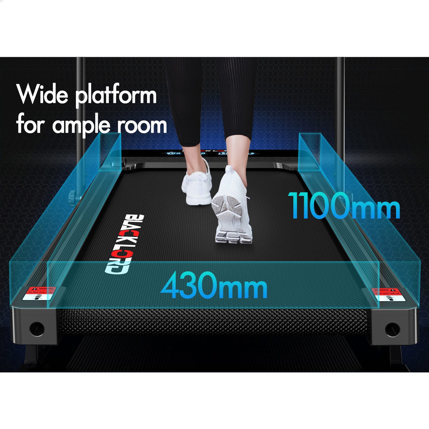 BLACK LORD Treadmill Electric Walking Pad Under Desk Foldable Incline 430mm Belt