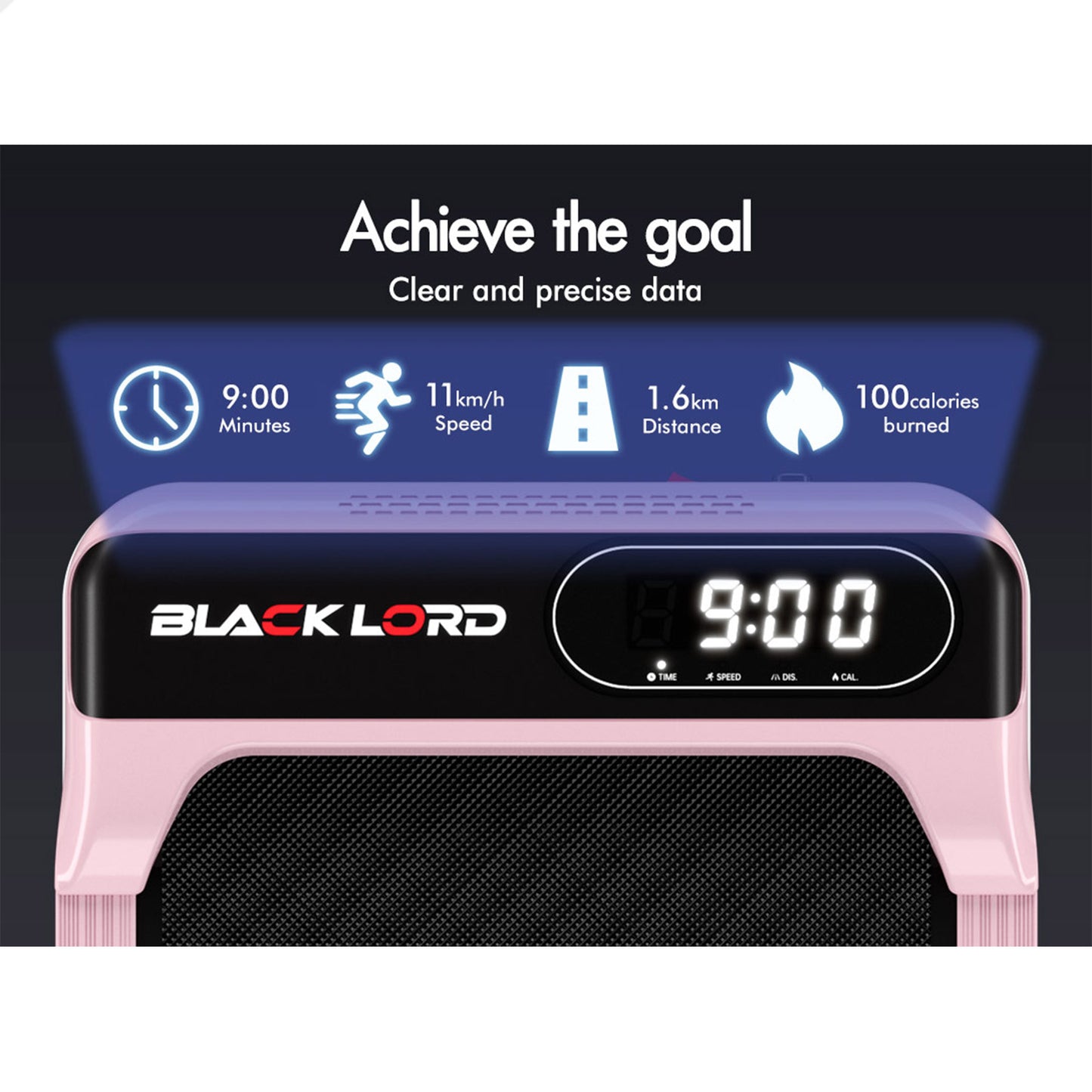 BLACK LORD Treadmill Electric Walking Pad Folding Incline Magnetic Remote Pink