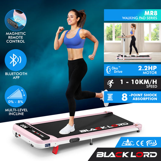 BLACK LORD Treadmill Electric Walking Pad Incline Home Gym Magnetic Remote Pink