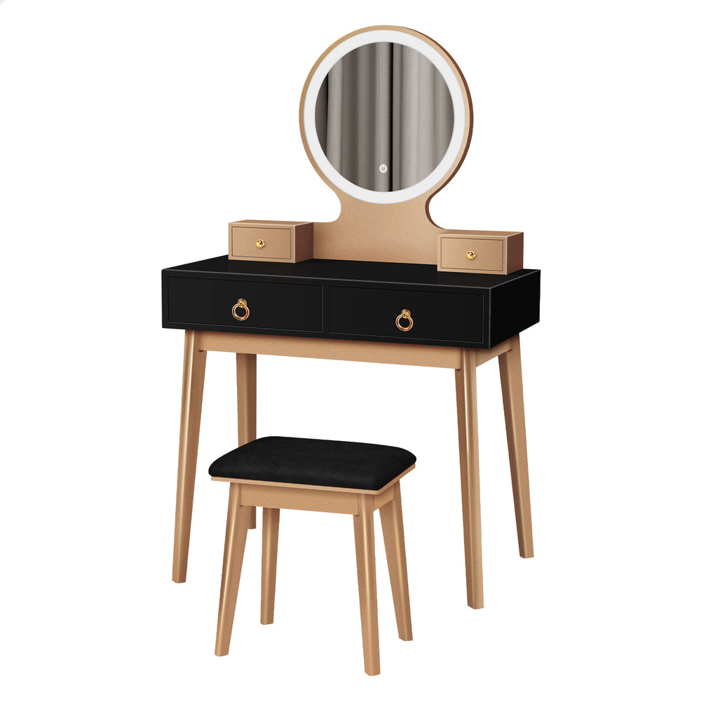 ALFORDSON Dressing Table Stool Set Makeup Mirror Vanity Desk LED Light Black