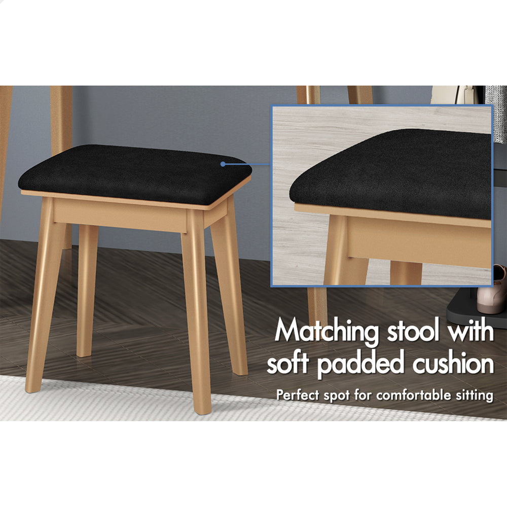 ALFORDSON Dressing Table Stool Set Makeup Mirror Vanity Desk LED Light Black