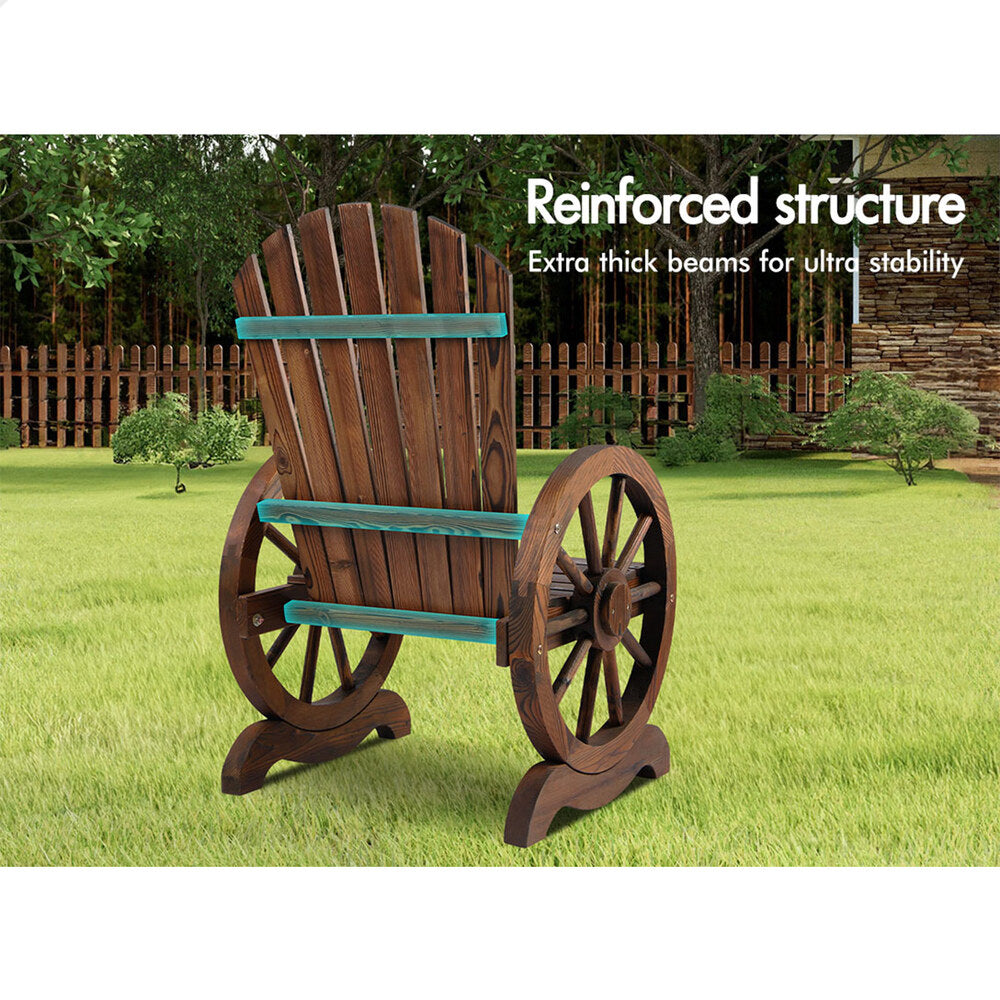 ALFORDSON Outdoor Wagon Wheel Chair Garden Wooden Seat Patio Lounge Charcoal