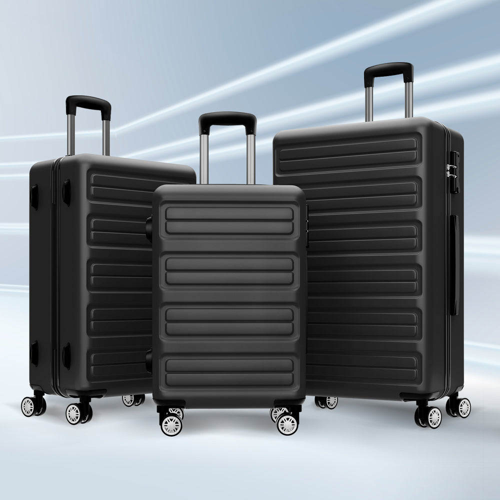 ALFORDSON Luggage 3PCS Set Suitcase Trolley TSA Carry on Hard Case Black