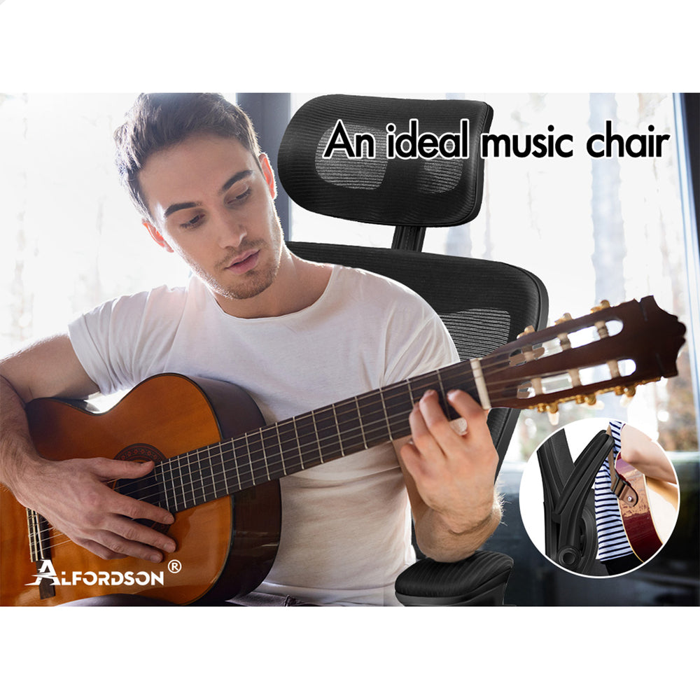 ALFORDSON Mesh Office Chair Gaming Executive Computer Tilt Fabric Seat Work Black And White