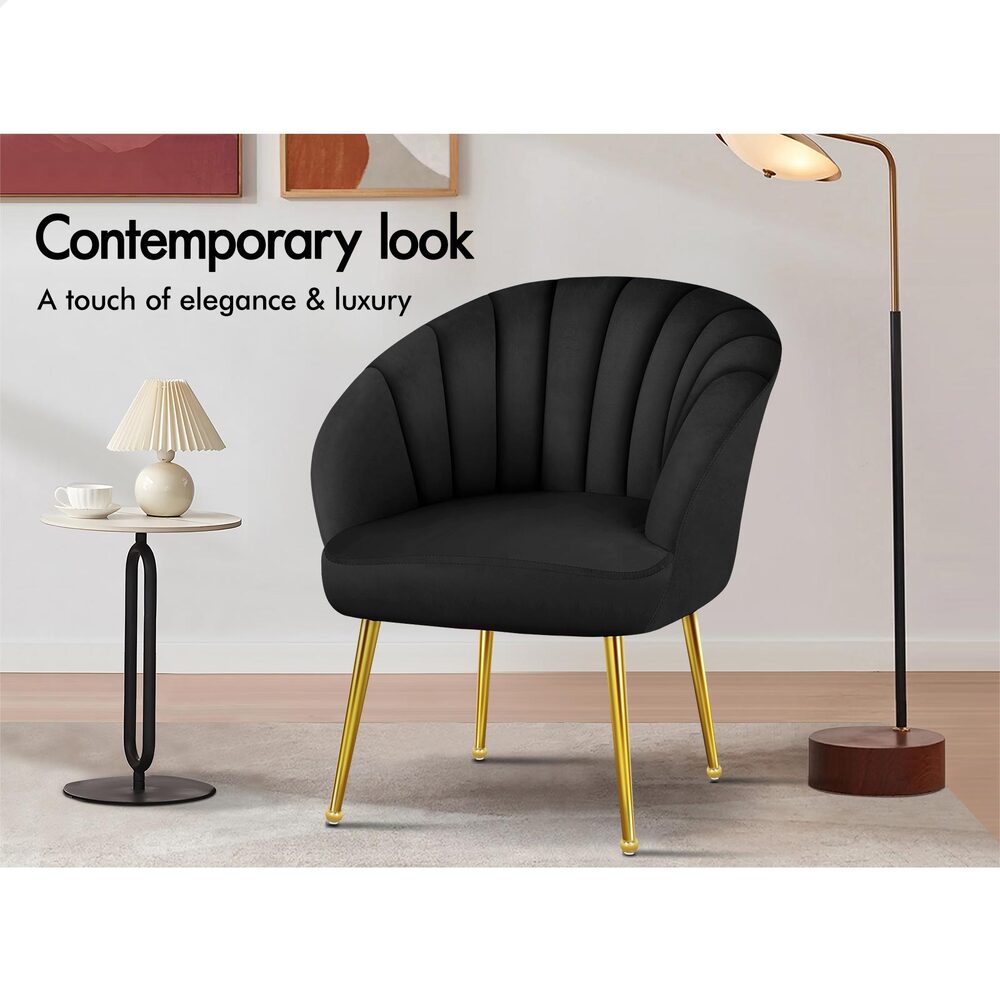 ALFORDSON Armchair Lounge Accent Chair Velvet Sofa Couch Fabric Seat Black