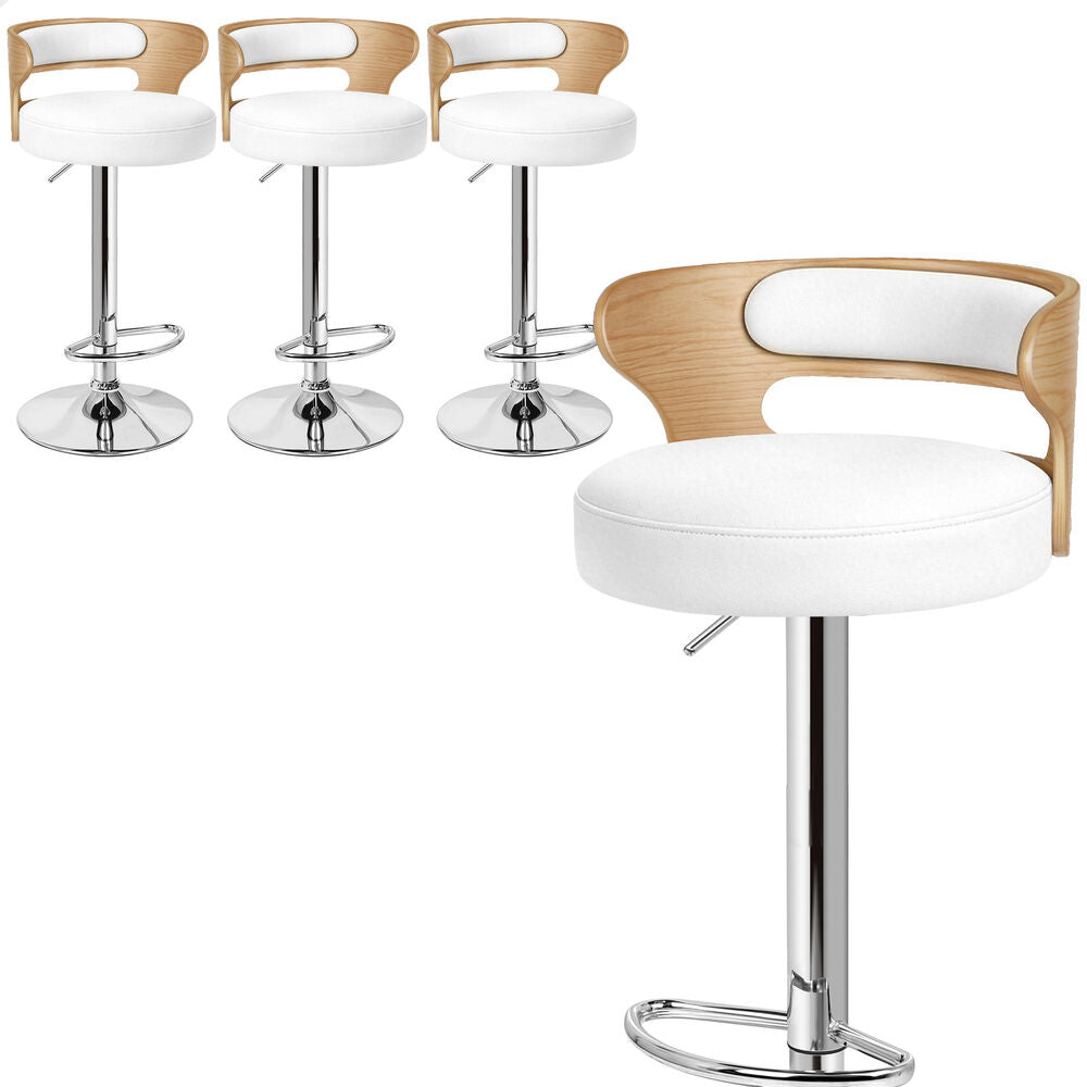 ALFORDSON 4x Bar Stools Luna Kitchen Swivel chair Leather Gas lift White