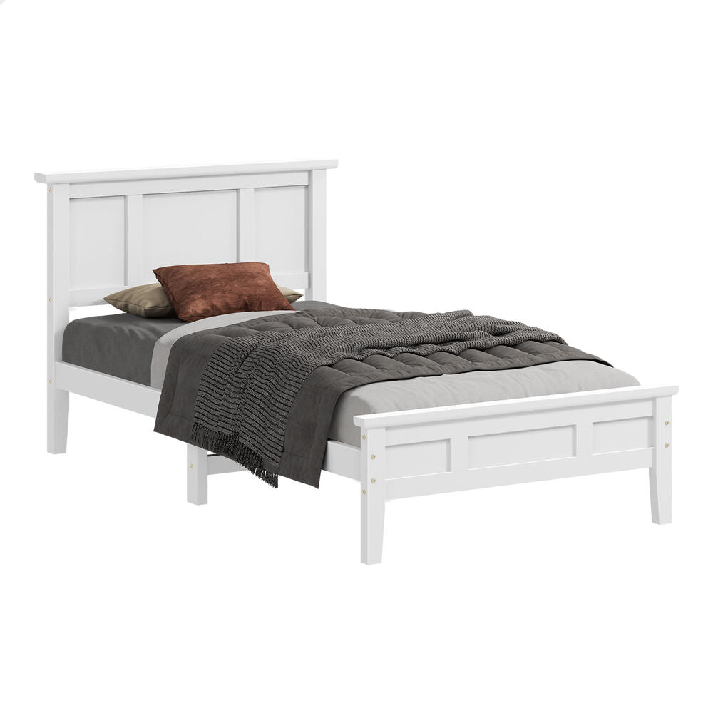 ALFORDSON Wooden Bed Frame King Single Mattress Base Pine Timber White TALIA