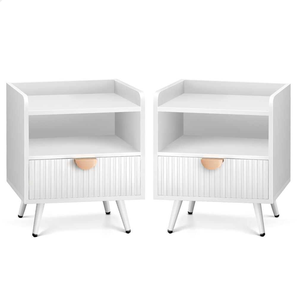 Alfordson 2x ALFORDSON Bedside Table with Drawer White