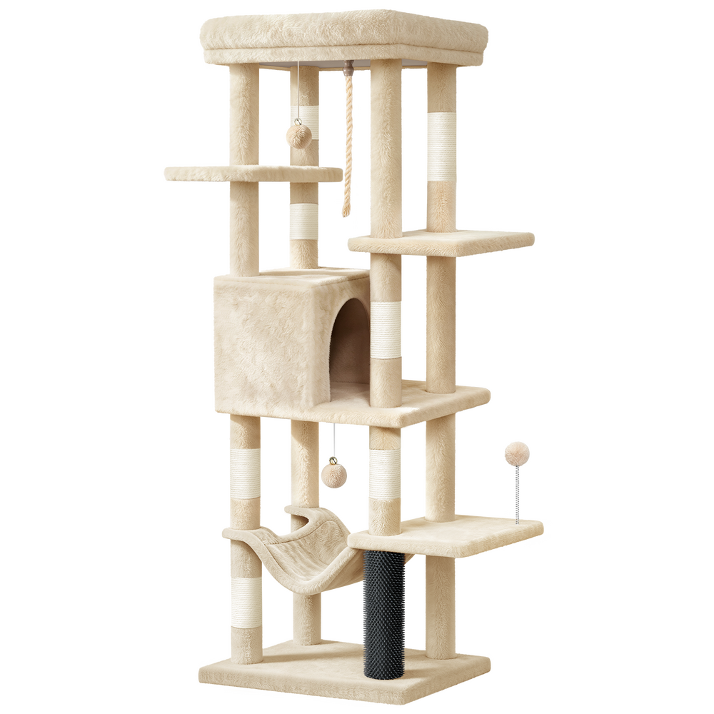 BEASTIE Cat Tree Tower Scratching Post Scratcher Condo 153cm Beige