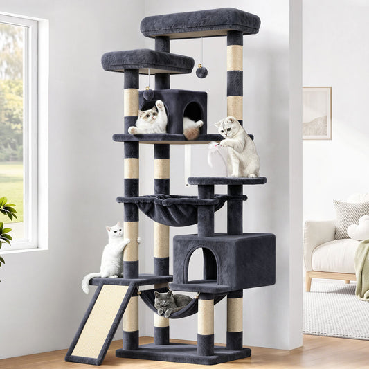 BEASTIE 180cm Cat Tree Tower Scratching Post Condo House Grey