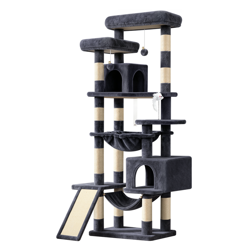BEASTIE 180cm Cat Tree Tower Scratching Post Condo House Grey
