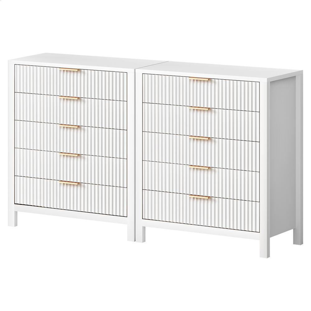 ALFORDSON 2x 5 Chest of Drawers Modern Dresser Tallboy Storage Cabinet White