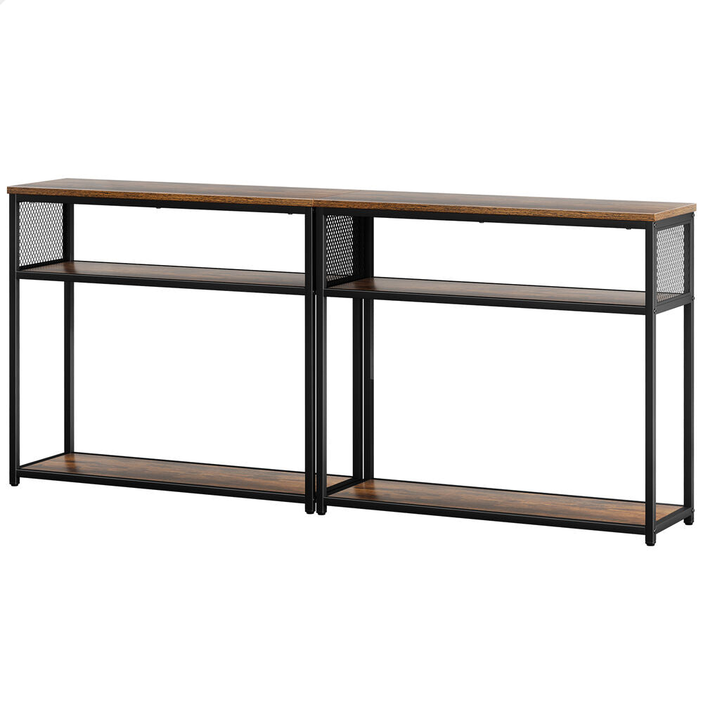 ALFORDSON 2x Console Table Entry Storage Rack Industrial Wooden 3-tier Shelf