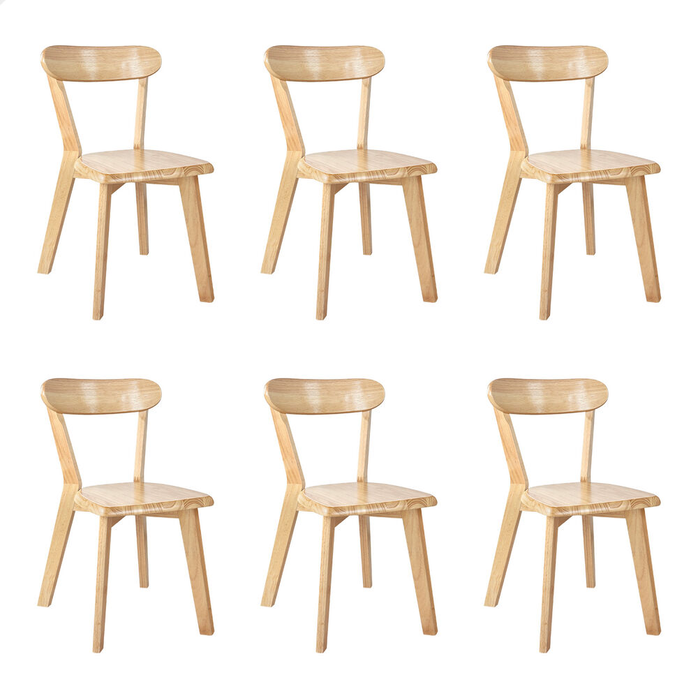 ALFORDSON 6x Dining Chairs Wooden Kitchen Accent Lounge Chair Rubber Wood Oak