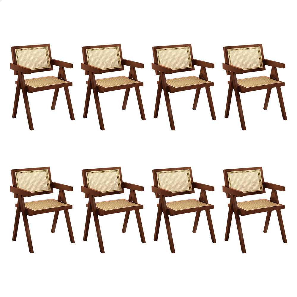 ALFORDSON 8x Dining Chairs Rattan Wooden Kitchen Accent Armchair Lounge Walnut
