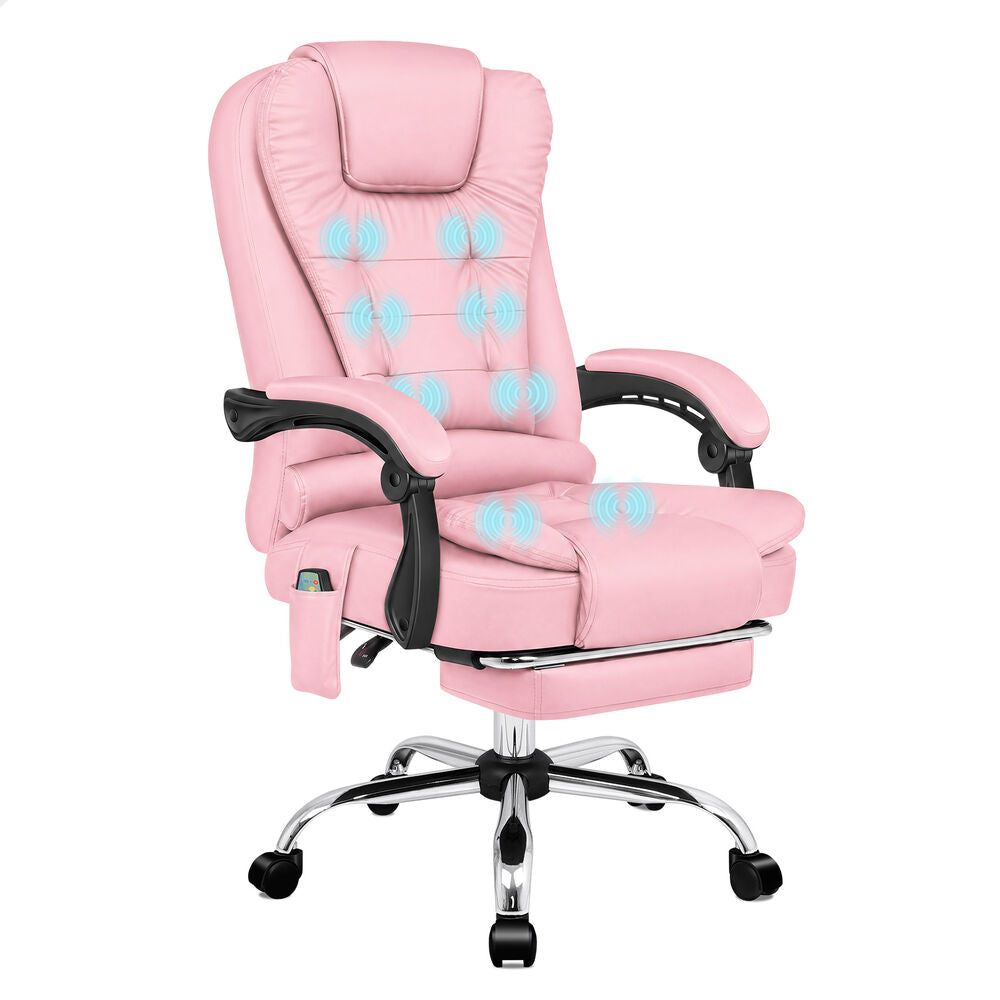ALFORDSON Massage Office Chair Executive Heated Seat Gaming PU Leather Pink
