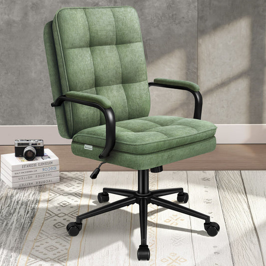 ALFORDSON Office Chair Ergonomic Chenille Computer Work Seat Light Green