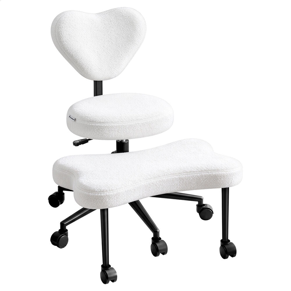 ALFORDSON Cross Legged Office Chair Kneeling Adjustable Backrest Boucle White
