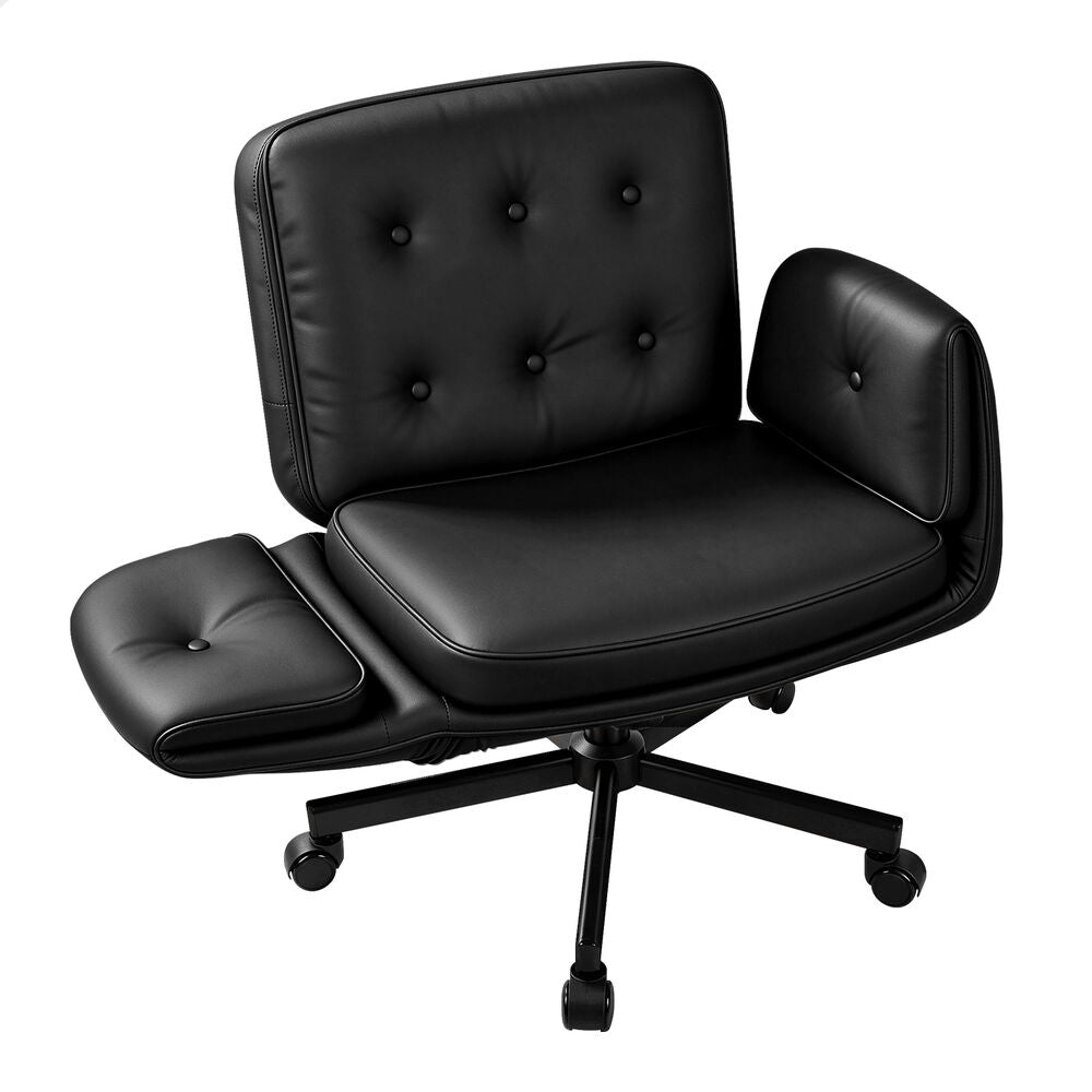 ALFORDSON Criss Cross Legged Office Chair Adjustable Armrests Leather Black