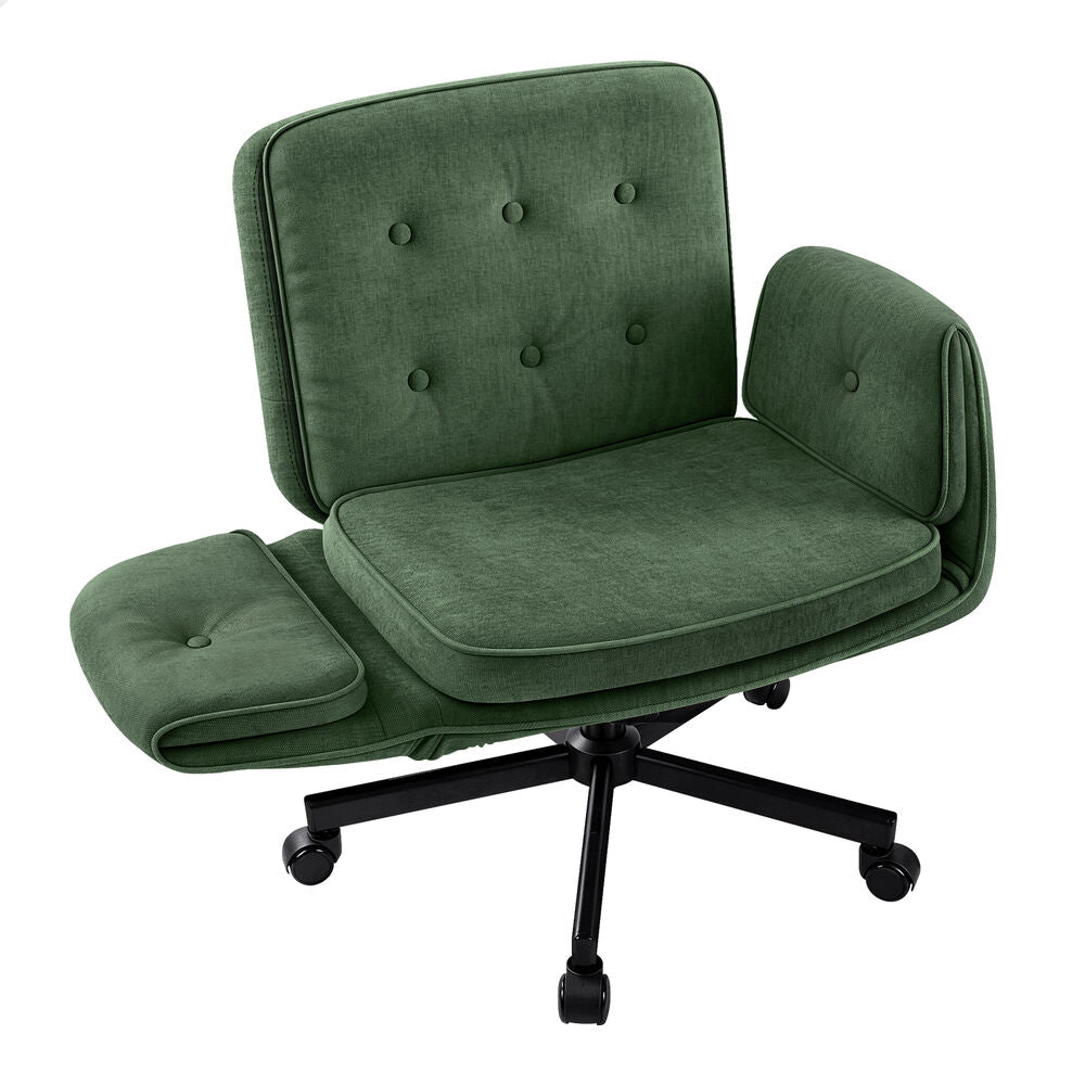ALFORDSON Criss Cross Legged Office Chair Adjustable Armrests Chenille Green