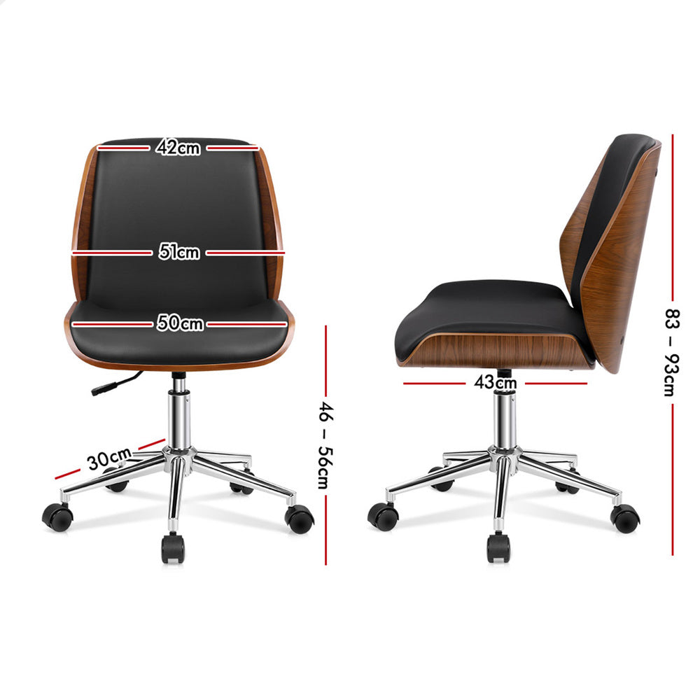 ALFORDSON Wooden Office Chair Computer Chairs Home Seat PU Leather Black