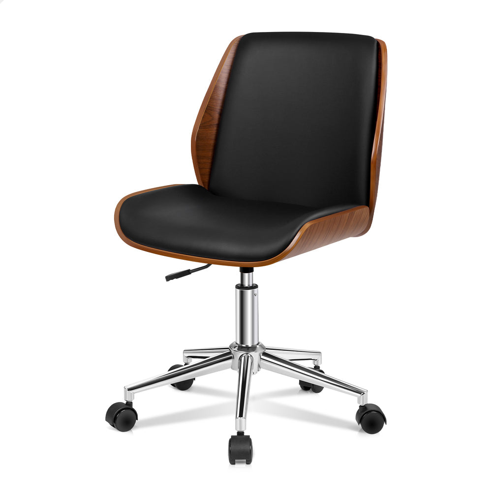 ALFORDSON Wooden Office Chair Computer Chairs Home Seat PU Leather Black