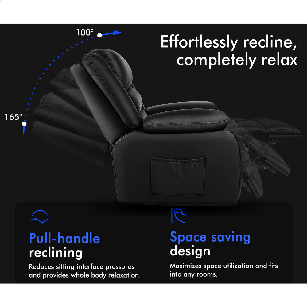 ALFORDSON Recliner Chair Armchair Lounge Sofa Padded Single Couch Leather Black