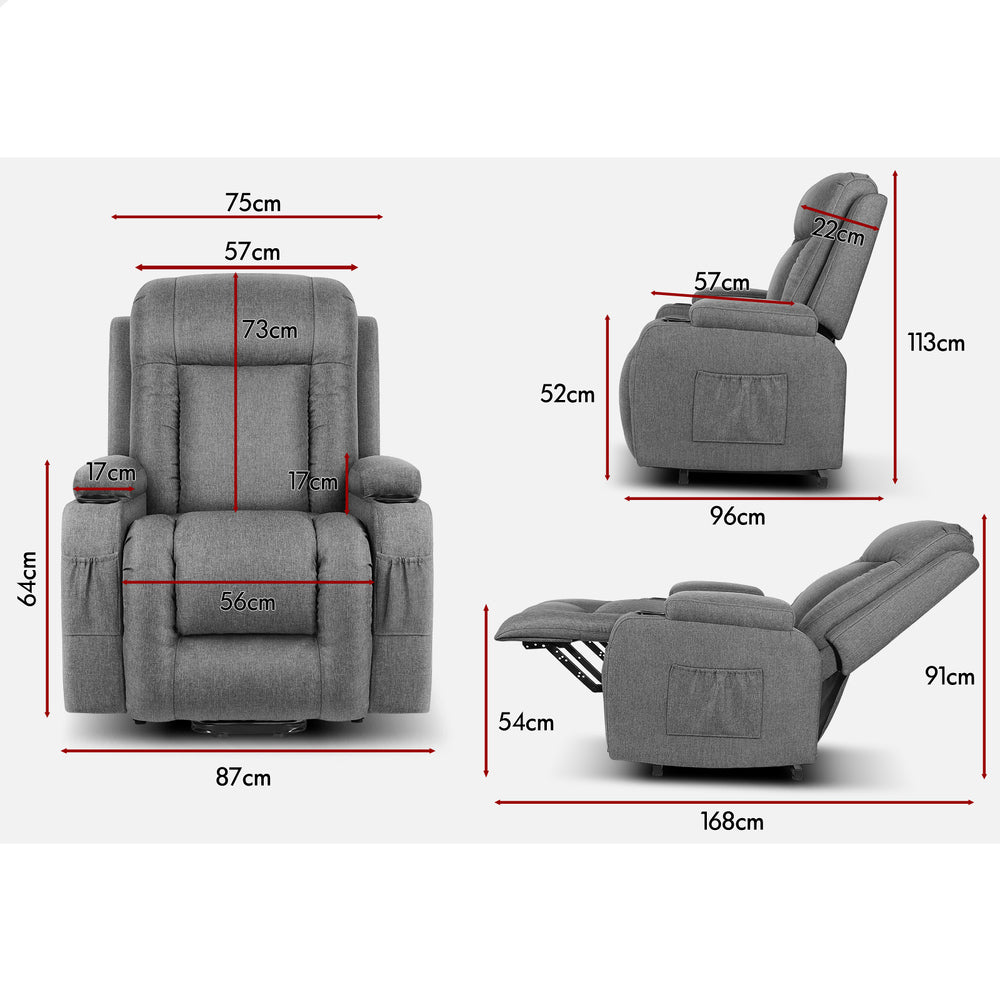 ALFORDSON Recliner Chair Electric Lift Heated Massage Armchair Lounge Sofa