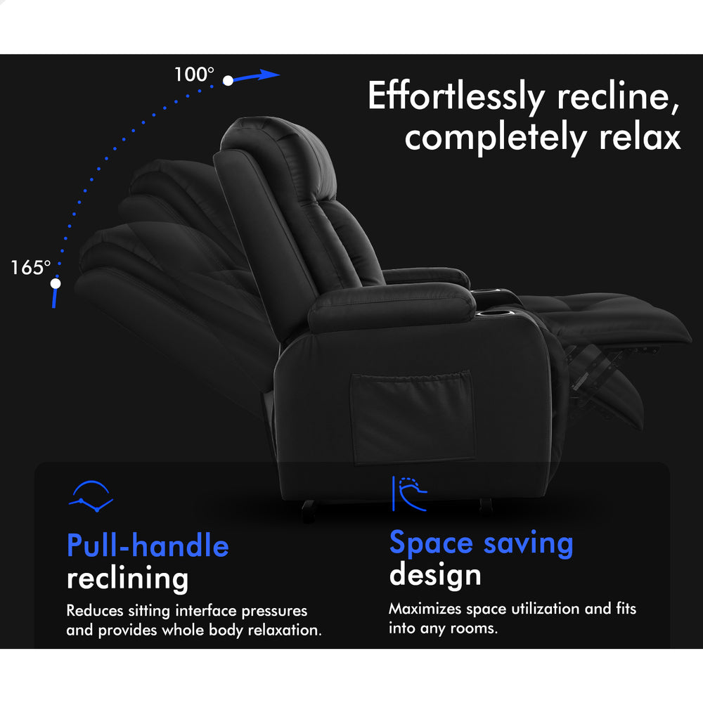 ALFORDSON Recliner Chair Heated Massage Armchair Lounge Sofa Leather Black