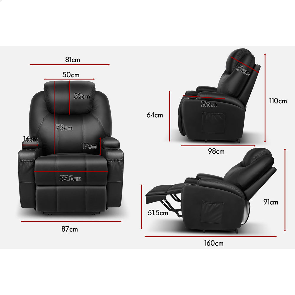 ALFORDSON Recliner Chair Electric Lift Heated Massage Armchair Lounge Sofa