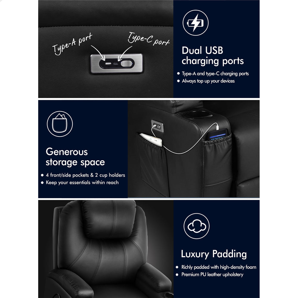 ALFORDSON Recliner Chair Electric Lift Heated Massage Armchair Lounge Sofa