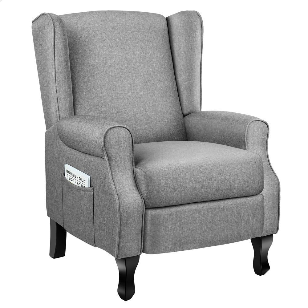 ALFORDSON Recliner Chair Armchair Accent Lounge Sofa Single Couch Fabric Grey